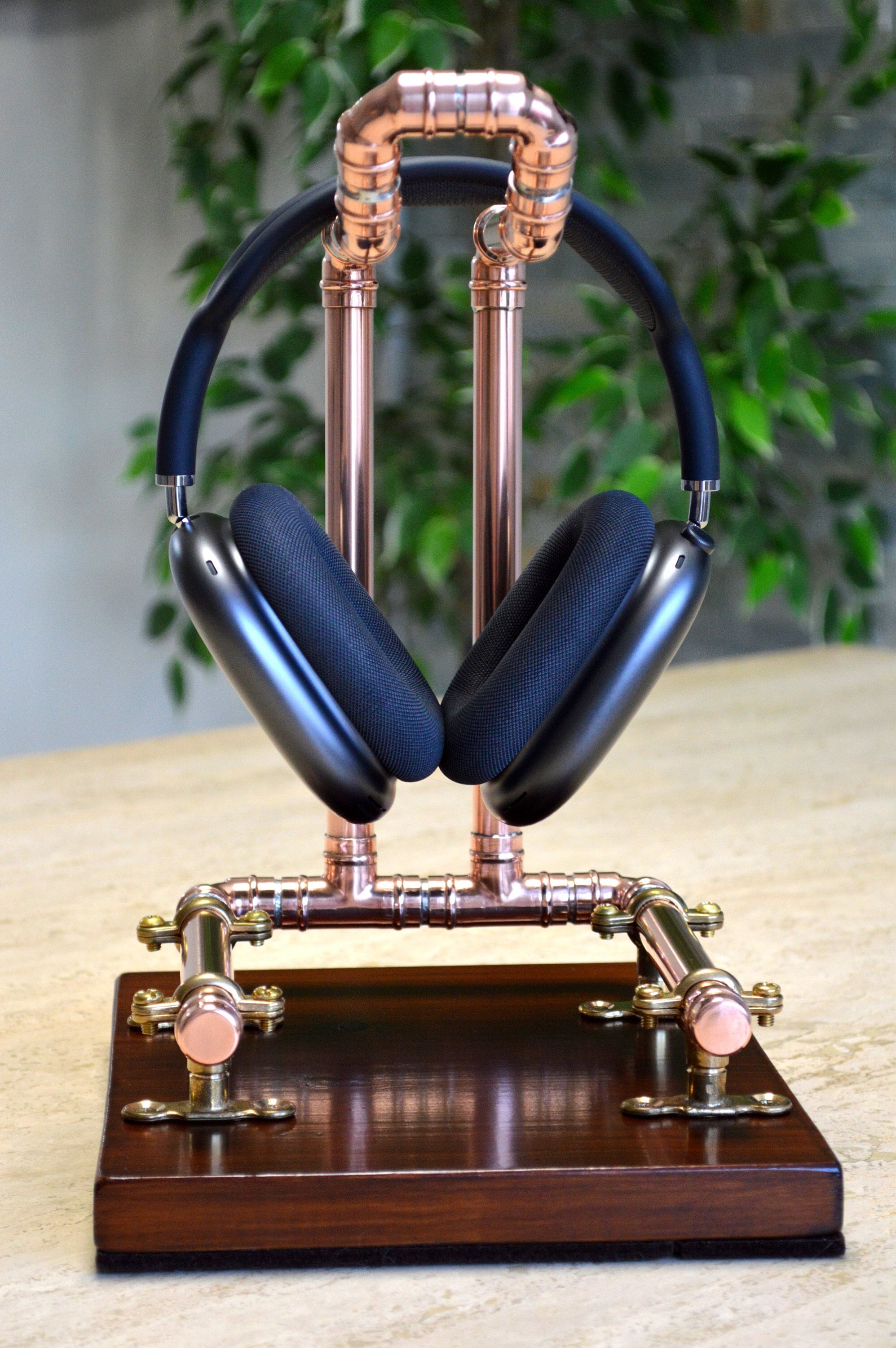 Headphone/Headset Stand/Holder Copper Pipe Brass & Wood Etsy