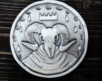 Metal Token of the Dark One | Ritual Talisman | Occult Medallion | Round Marker | Game Coin | Eschaton