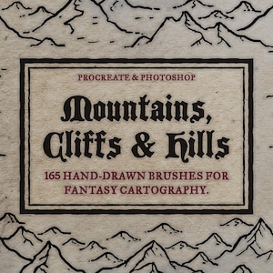 165 Pincéis de Montanha, Penhasco e Colina para Cartografia de Fantasia | Procreate, Photoshop, Clip Studio, Affinity Photo | RPG DND OSR