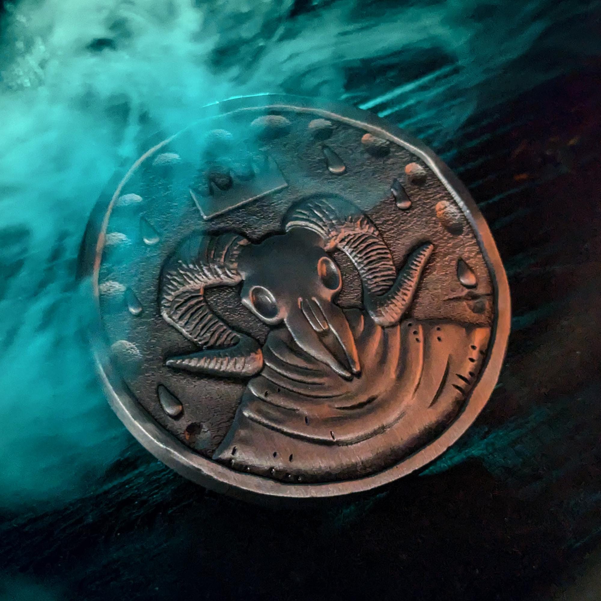 Occult Coin Metal Token of the Dark One | Ritual Talisman | Occult Medallion ...