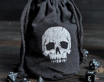 Delver's Dice Bag | Skull | Gift for DND Players and OSR Gamers