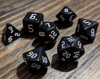 Delver’s Dice | Black Acrylic Polyhedral Set | RPG Dice for DND and OSR Players