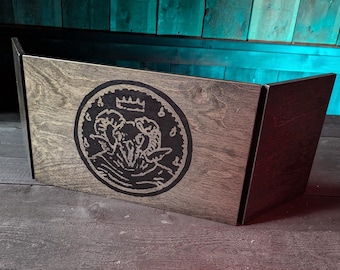 DM Screen | Deluxe Wood GM Screen | Grimdark Gift for Dungeon Masters and OSR Gamers