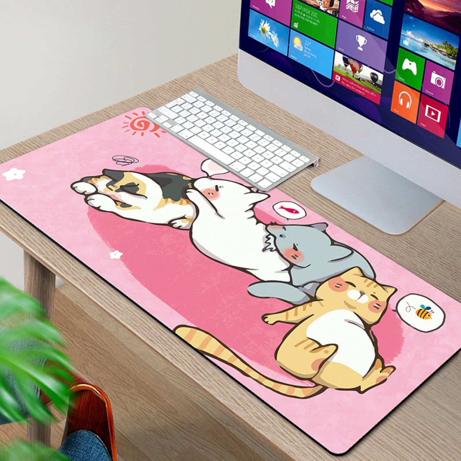 Kwaii Cute Sleepy Cats Large Custom Gaming Mousepad Multiple Etsy