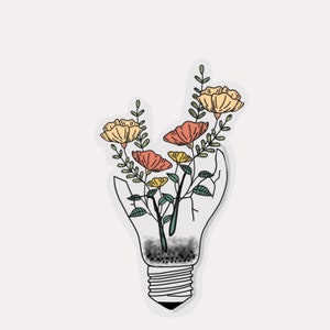 Great ideas flourish from within flower lightbulb sticker decal