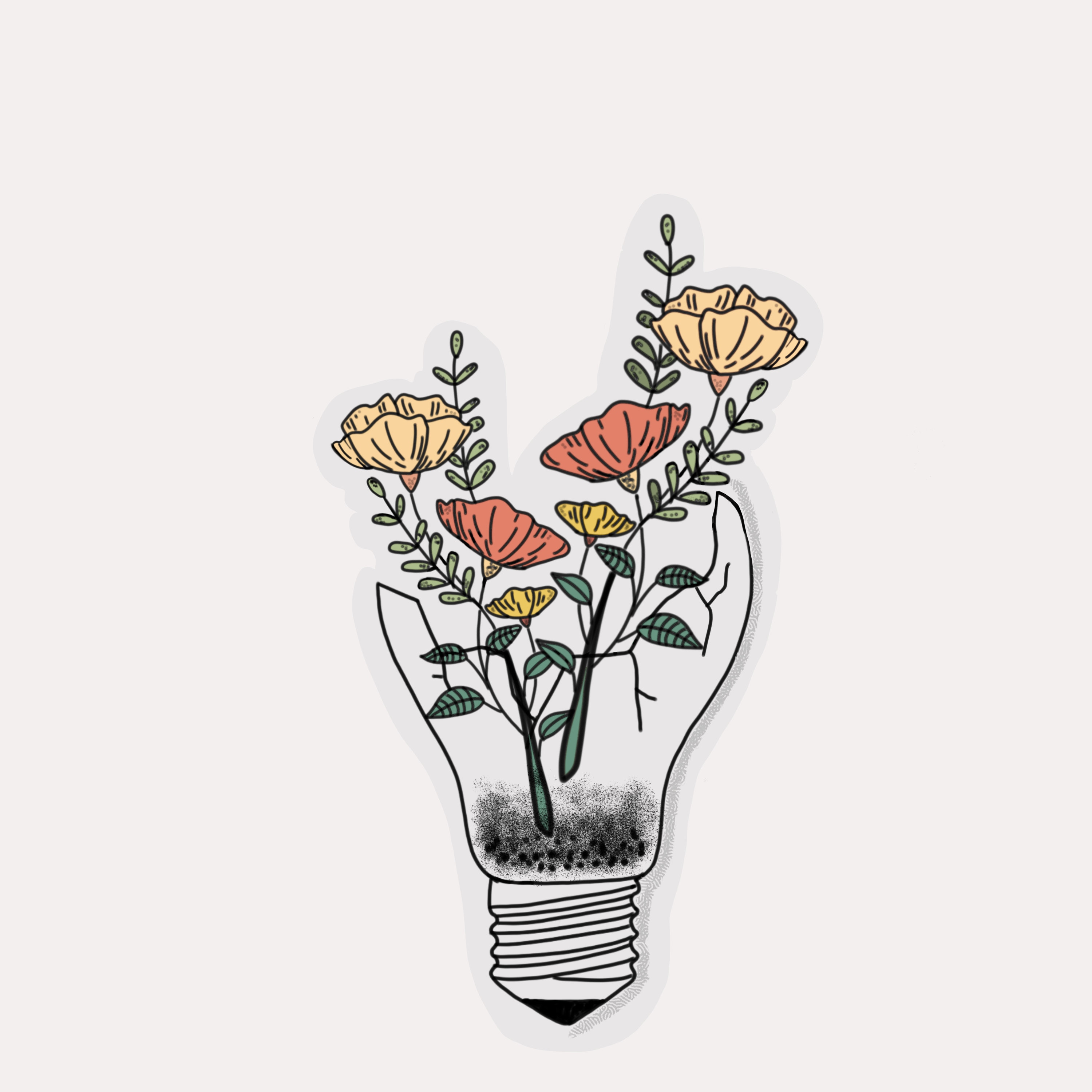 Floral Lightbulb Sticker Decal Etsy