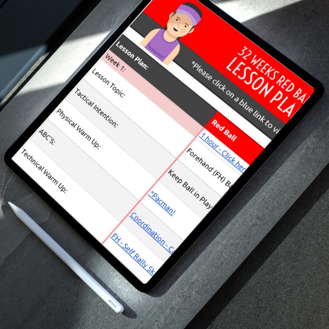 32 Week Red Ball Tennis Lesson Plan Etsy