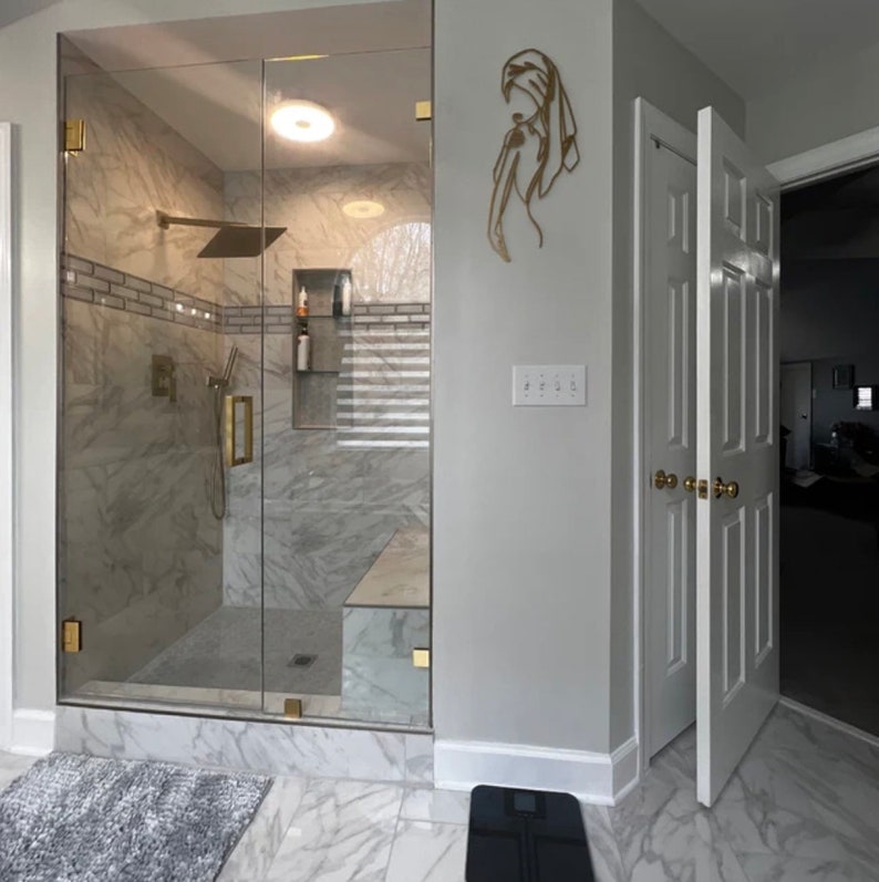 Women Metal Bathroom Wall Decor Minimalist Line Art Etsy