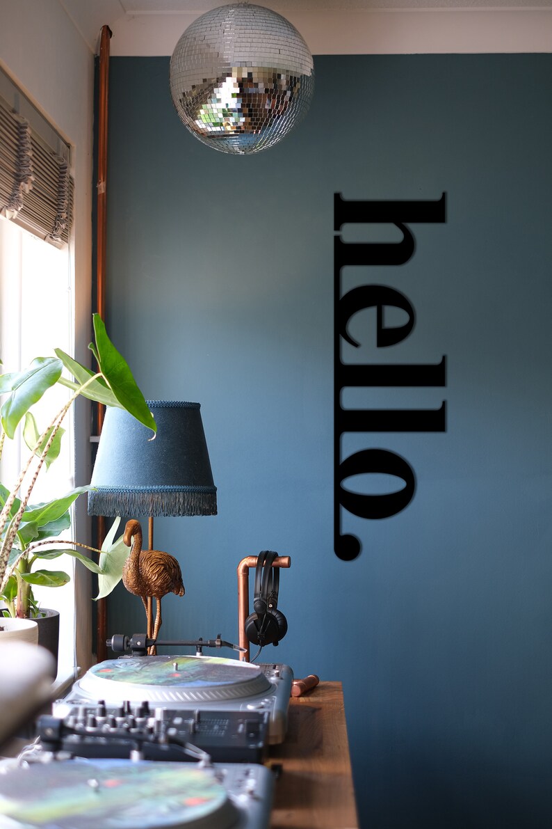 Hello Metal Large Wall Art Front Door Decor Front Porch Etsy