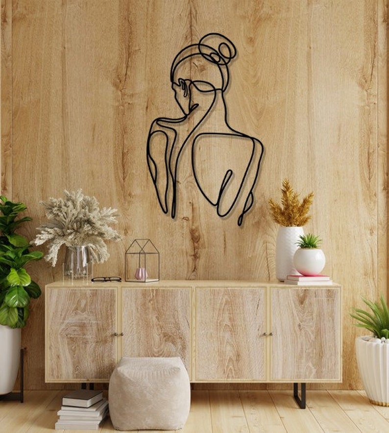 Line Art Women Large Metal Wall Decor Bathroom Wall Decor Etsy