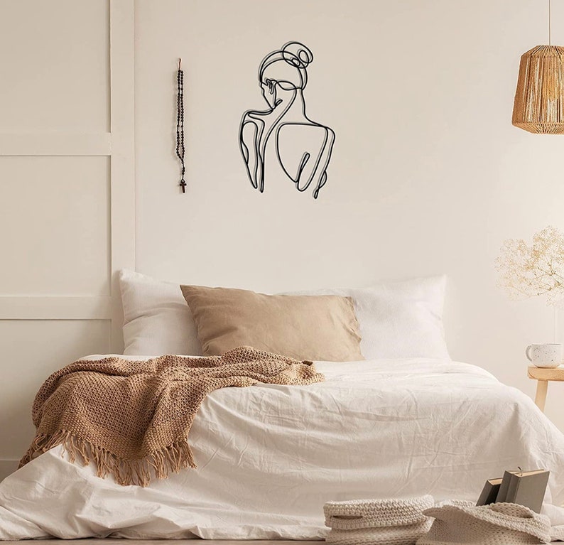 Line Art Women Large Metal Wall Decor Bathroom Wall Decor Etsy