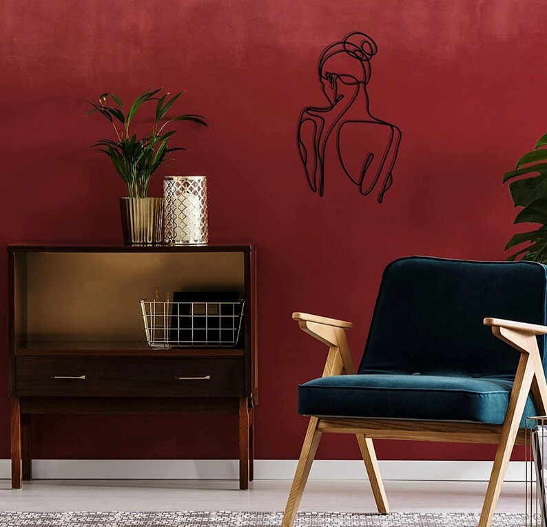 Line Art Women Large Metal Wall Decor Bathroom Wall Decor Etsy