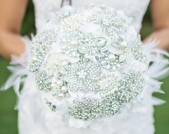 Custom Order brooch crystal petal  bouquet