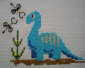 Cross stitch chart Dinosaur Dippysaurus Birthday kids PDF instant download Fab Fun Design