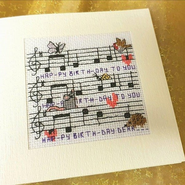 Happy Birthday Song Cross Stitch Chart PDF Instant Download Cute Unusual Fun Fab Design!