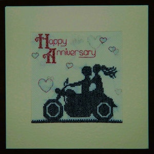Contato Punto Croce Anniversario Silhouette Bikers Grafico Solo PDF Download istantaneo Buon Anniversario