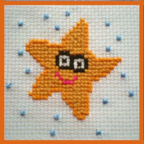 Stella the Starfish Counted Cross Stitch Chart PDF Instant Download Kids Children Beginners Little Mermaid Kids Crafts Cute!
