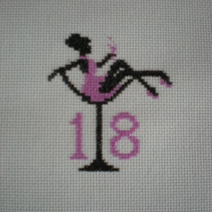 Kreuzstichvorlage nur 18. Mädchen im Glas 18. Geburtstag Karte Design gezählt