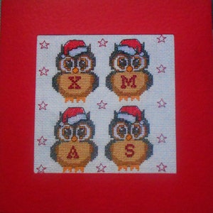 Cross stitch Christmas Owls Chart PDF instant download Fab fun design
