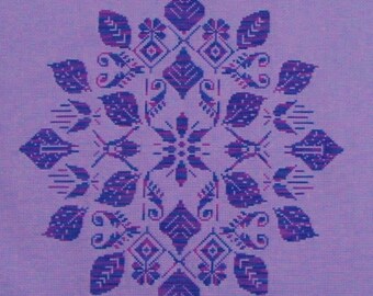 Cross Stitch Chart  Leaf Mandala PDF Instant Download Fab design Autumn Stitching