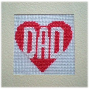 Cross Stitch Dad Heart Design Chart only PDF Instant download Fathers Day Dads Birthday Fab Design