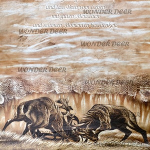 Wandbild Urkunde Geburtstagskarte Geburtstagswünsche Kunstdruck auf Holz/Leinwand in einem Holzrahmen/Kunstoffrahmen Geschenk Jäger Hirsch