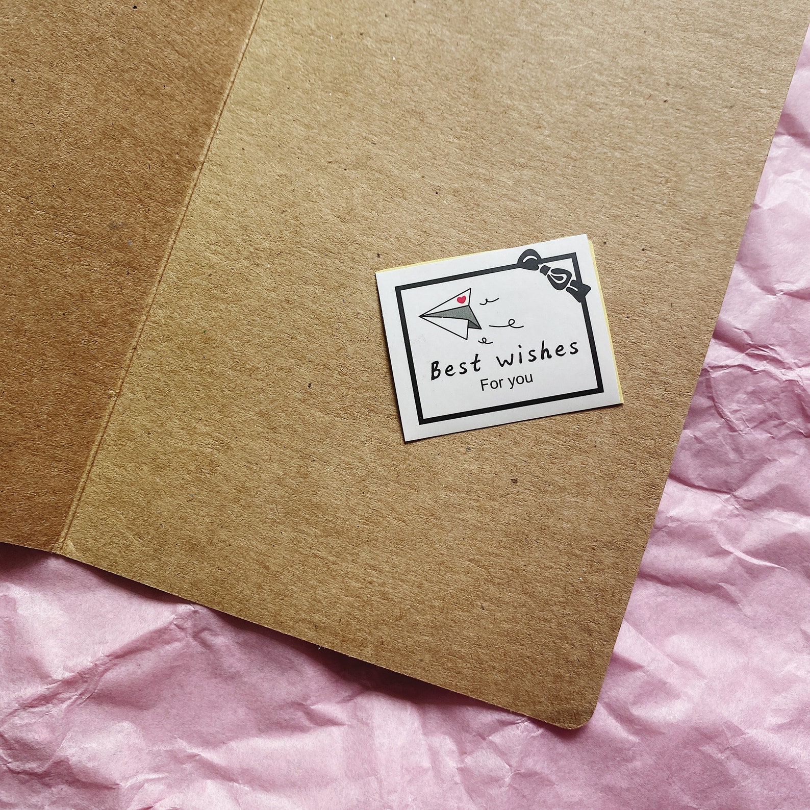 Kraft paper greeting card with Best Wishes stickers birthday Etsy