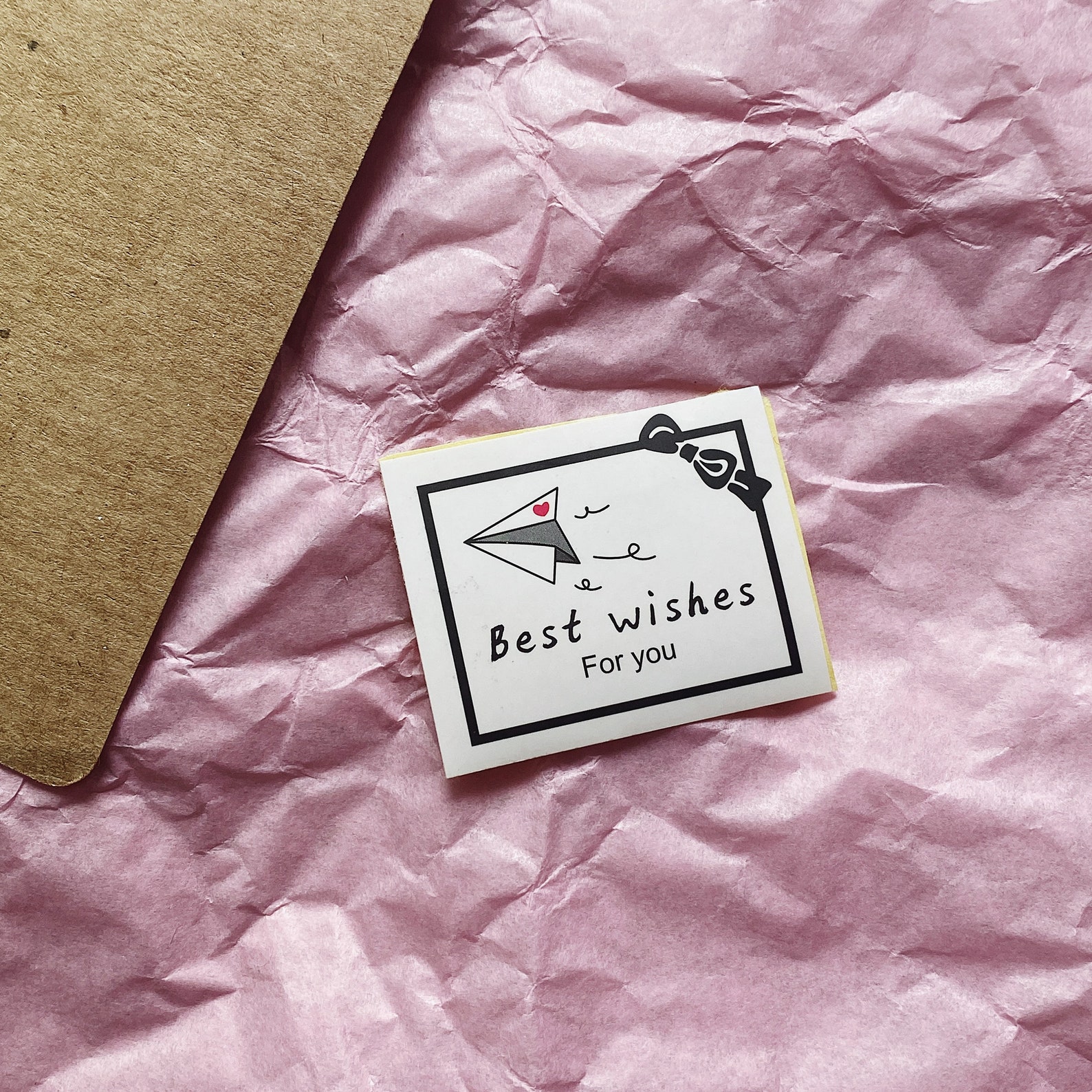 Kraft paper greeting card with Best Wishes stickers birthday Etsy