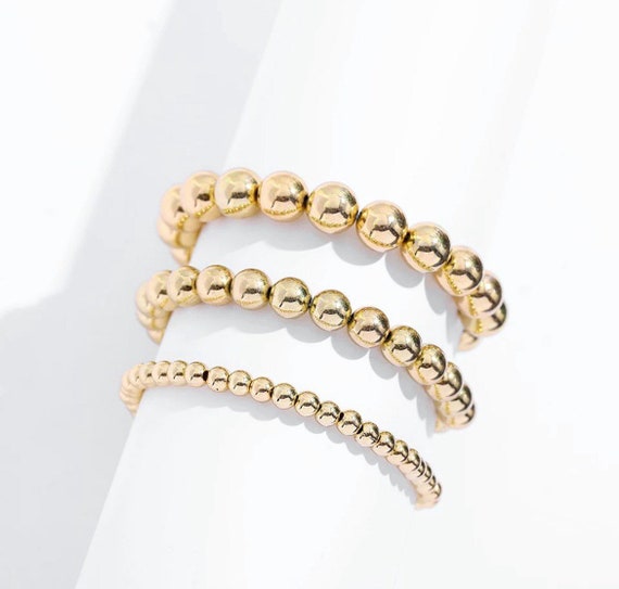 Gold Beaded Bracelet Stack of 3 Etsy