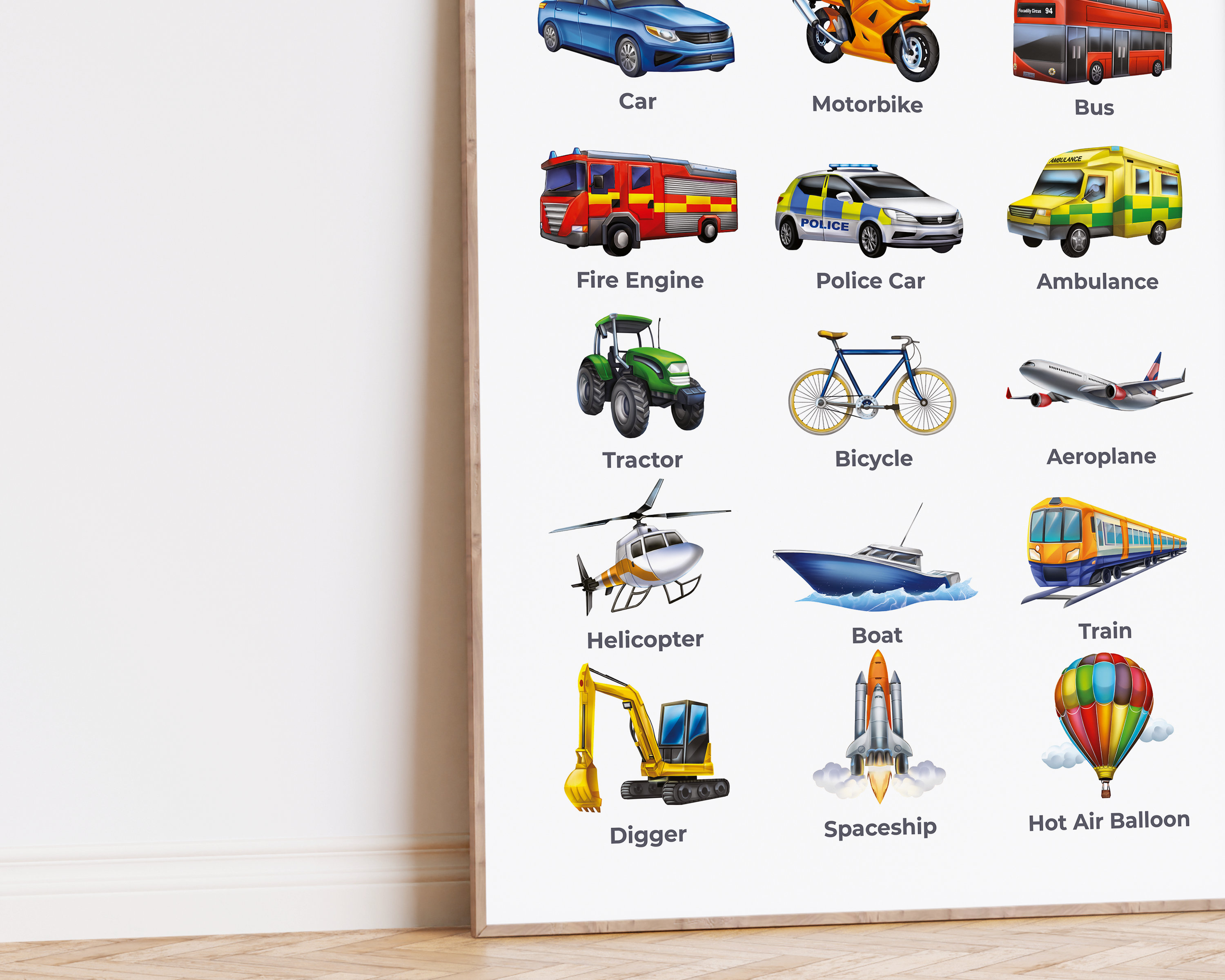 Transport Poster, Learning Chart, Educational Nursery Wall Art ...