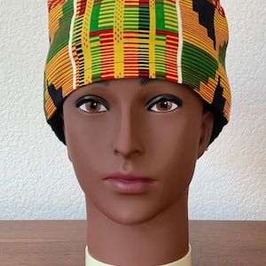 Unisex or Men’s Scrub Hat-African Kente Fabric-USA Made-Scrub Caps-Surgical Cap-Medical Hat-Nurse-Vet-Chemo