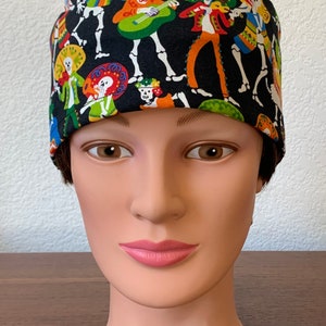 Unisex or Men’s Scrub-Day of the Dead Cotton Fabric-USA Made-Scrub Caps-Surgical Cap-Medical Hat-Nurse-Vet-Chemo