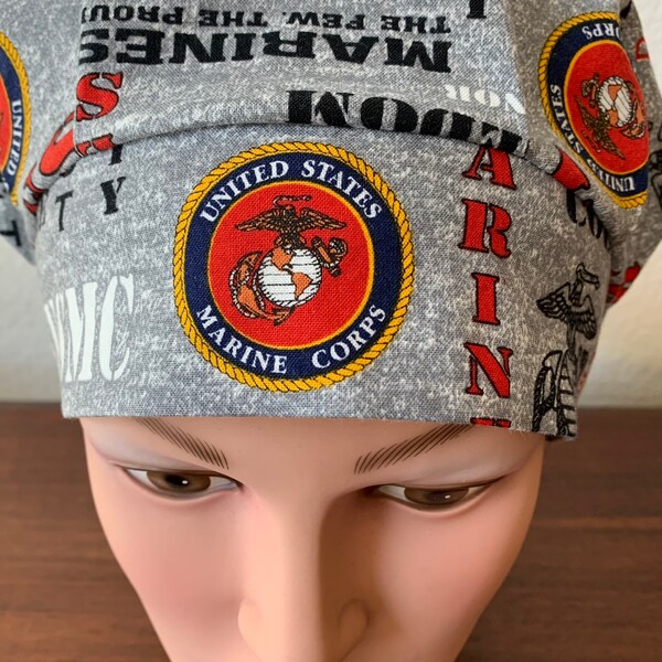 Bouffant Scrub Hat-made with licensed US Marine Corps licensed fabric-USA Made-Scrub Caps-Surgical Cap-Nurse-Vet- medical