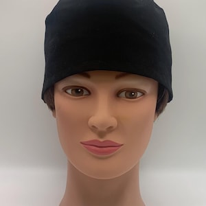Black Kona Cotton Unisex or Men’s Scrub Hat-Scrub Caps-Surgical Cap-Medical Hat-Doctor-Nurse-Anesthesiologist-Veterinarian-Tech-Cardiologist