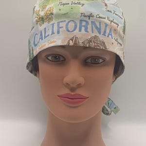 Unisex or Men’s Scrub Hat made from California State Pride-USA Made-Scrub Caps-Surgical Cap-Nurse-Vet-Chemo-Dental-Baking