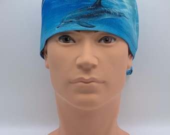 Dolphins in Blue Waves Unisex or Men’s Scrub Hat-USA Made-Scrub Cap-Surgical Cap-Nurse-Doctor-Anesthesiologist-Scrub Tech-Veterinarian