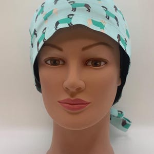 Euro or Bouffant Scrub Hat- Labrador Retrievers in Scrubs on Lt Green Organic Cotton-USA Made-Scrub Caps-Surgical Cap-Nurse-Vet-Chemo-Dental