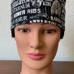 Unisex or Men’s Scrub-Skeleton Cotton Fabric-USA Made-Scrub Caps-Surgical Cap-Medical Hat-Nurse-Vet-Chemo