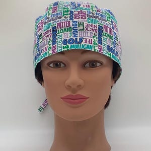 Unisex or Men’s Scrub Hat-Golf Phrases on White Organic Cotton-USA Made-Scrub Caps-Surgical Cap-Nurse-Doctor-ScubTech-Veterinarian-Dentist