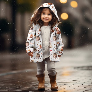 Mockup rain jacket shoftshell seamless pattern Girl in the rain for Photoshop