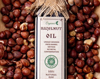 Organic Hazelnut Oil: Raw Cold Pressed, Wooden Barrel (250 ml)