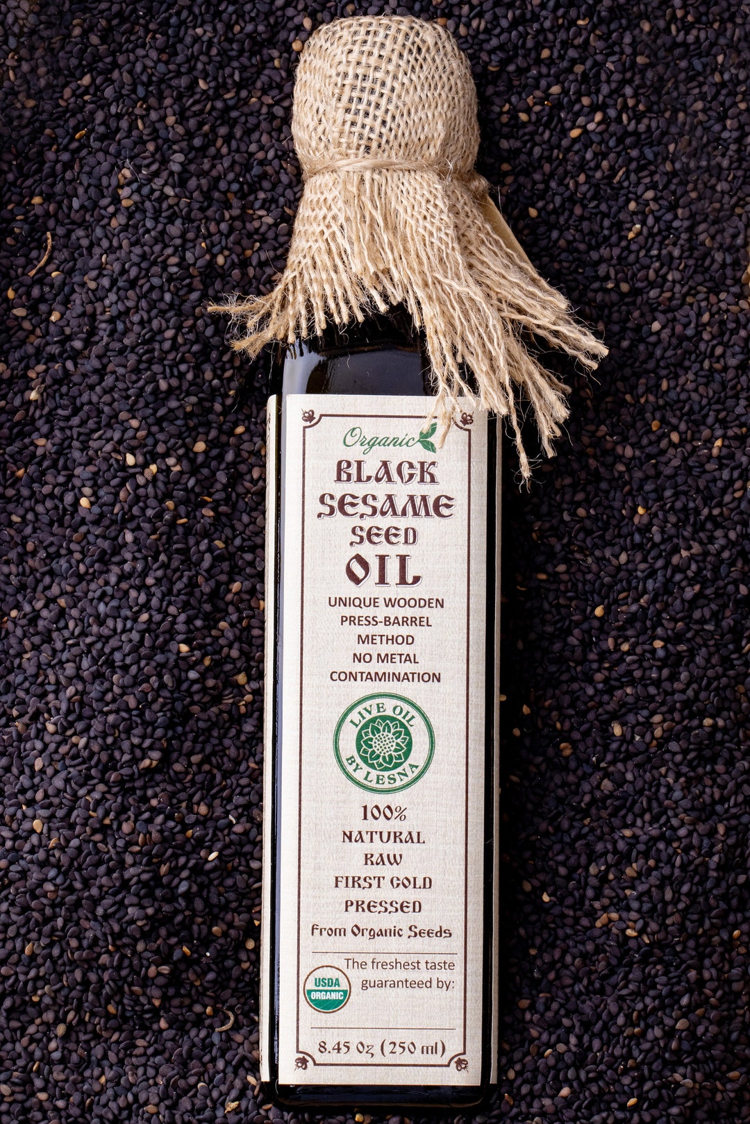 Certified Organic Raw Black Sesame Seed Oil Fresh Coldpressed Pure Oil
