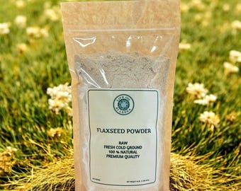 Raw Cold-Ground Flaxseed Powder/Meal. Freshly ground.