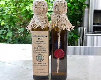 Pure Raw Cold-Pressed Macadamia Nut Oil - 100% Natural from Certified Organic Nuts