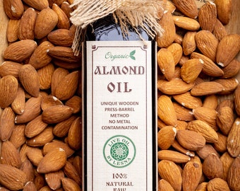 Certified Organic Raw Almond Oil: Cold Pressed Cooking Oil (250 ml)
