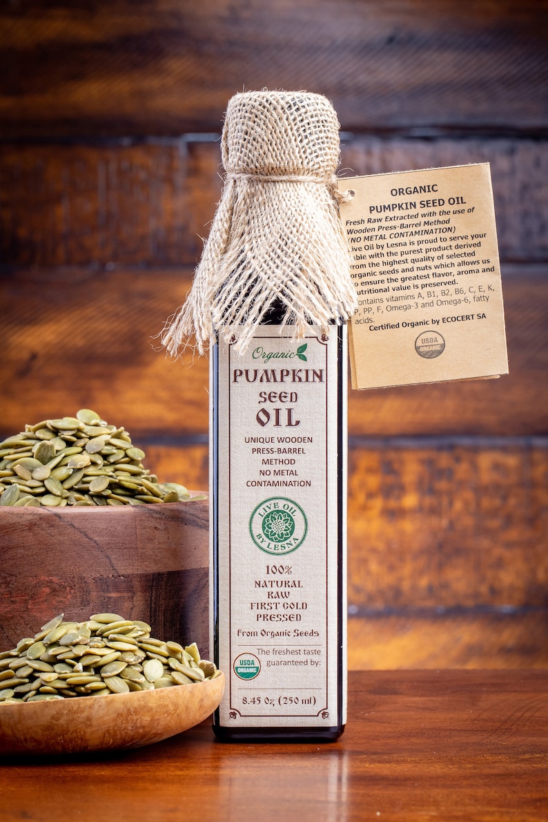Certified Organic Pumpkin Seed Oil: Raw, Cold-Pressed, Wooden Barrel bild 2