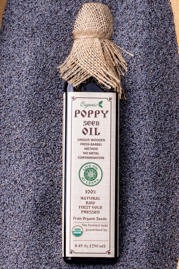 Organic Poppy Seed Oil: Raw Fresh Cold Pressed Cooking & Skin Care (250 ml)