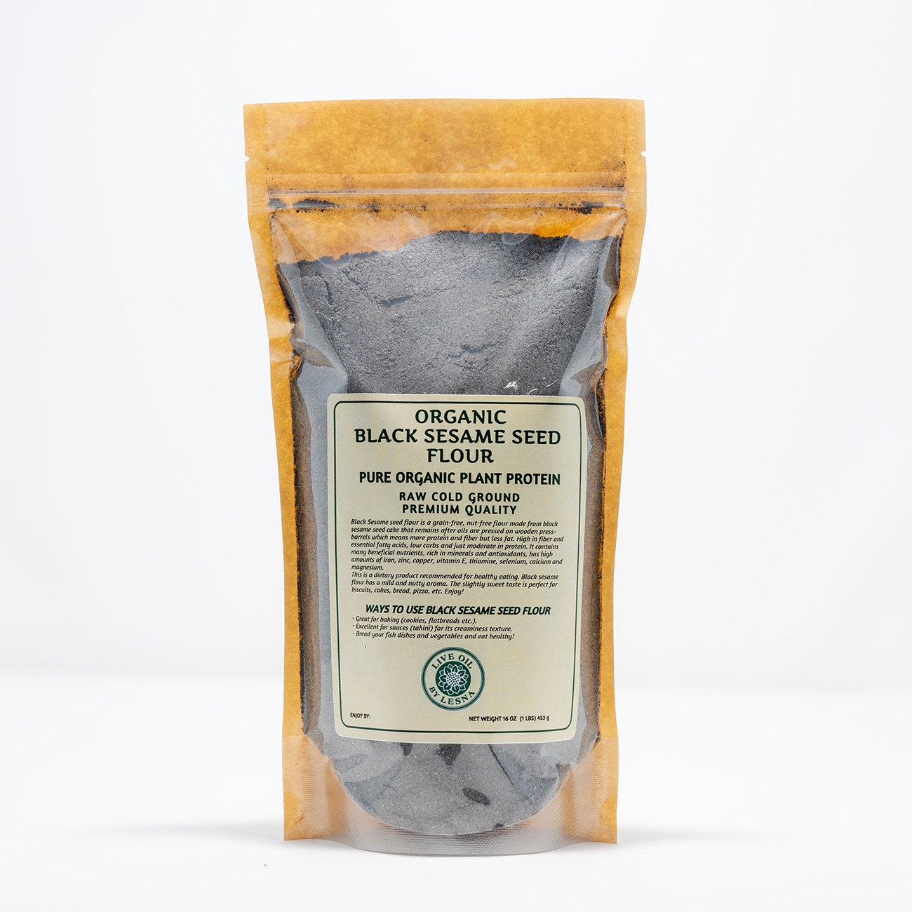 Raw Organic Black Sesame Seed Flour: Cold-Ground, Gluten-Free