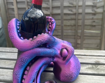 Tri-Color Octopus Wine Bottle Holder: Eco-Friendly PLA Decor
