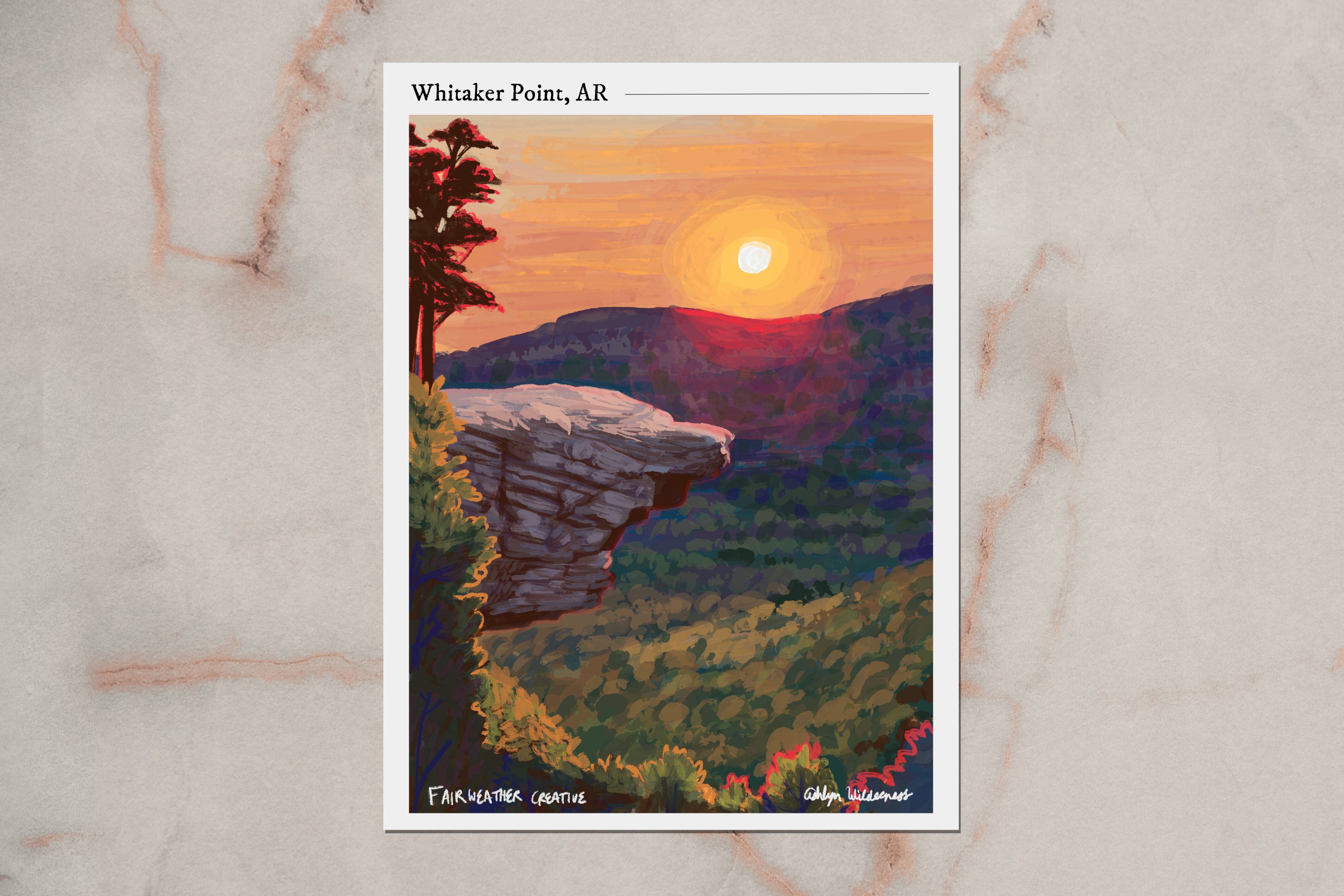 WHITAKER POINT real print | hawksbill crag sunrise, Arkansas, Ozark Landscape, Ozark Mountains, Outdoors, Wall Art, Hikes of the Ozarks